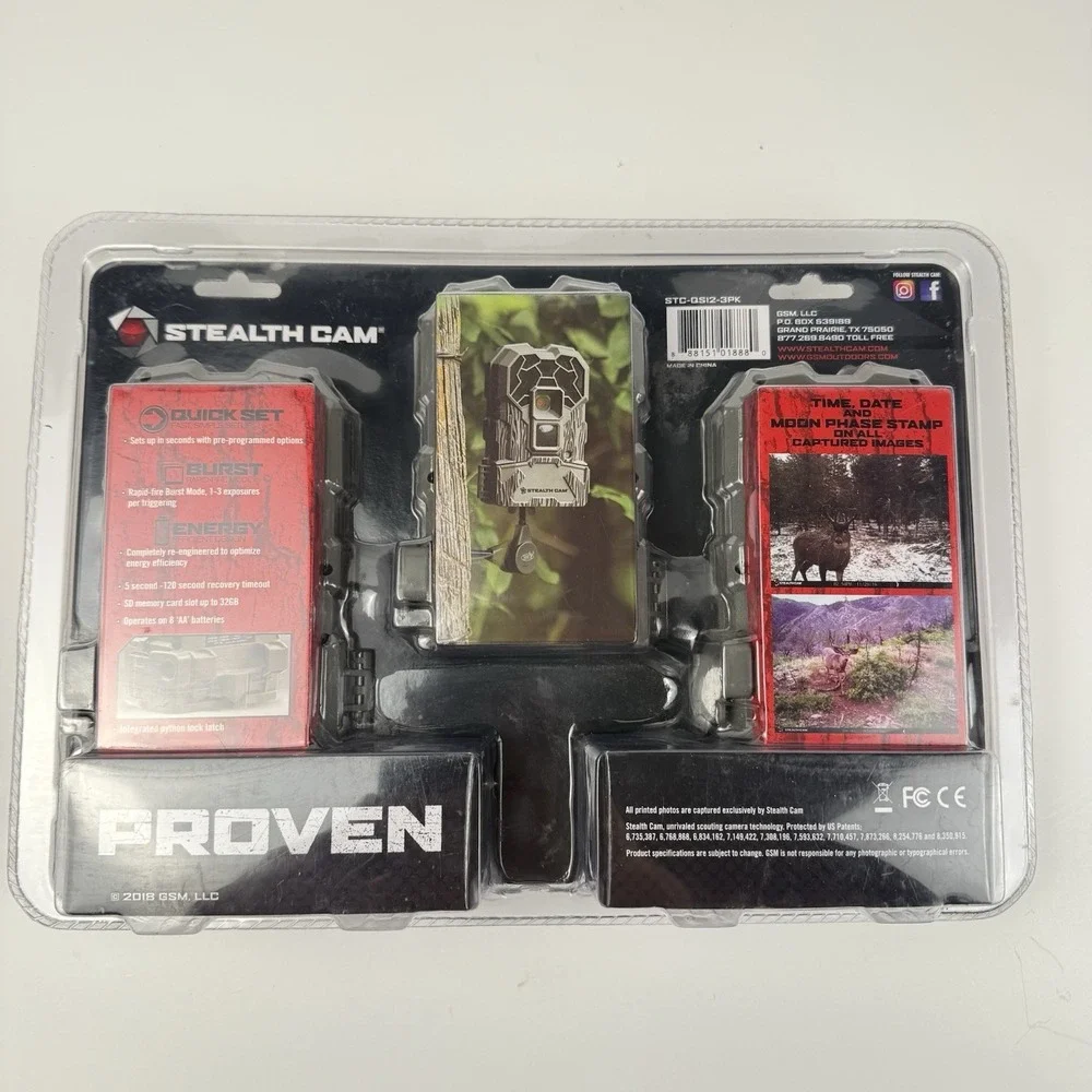 Stealth Cam Kit QS12K 3 Pack Infrared Trail Camera 10.0 MP 50 FT Range Brand NEW